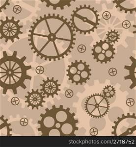 Abstract background with mechanism. Vector illustration. Seamless pattern.