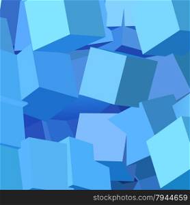 Abstract background with messy overlapping blue cubes