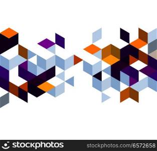 Abstract background with orange and purple color cubes for design brochure, website, flyer. EPS10. Abstract background with color cubes and grid
