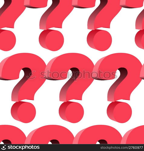 Abstract background with ornament from 3D red question marks. Seamless pattern. Vector illustration.