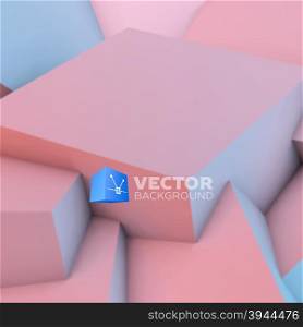 Abstract background with overlapping rose quartz and serenity cubes