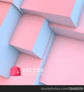 Abstract background with overlapping rose quartz and serenity cubes