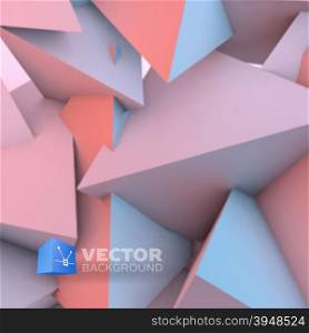 Abstract background with overlapping rose quartz and serenity pyramids