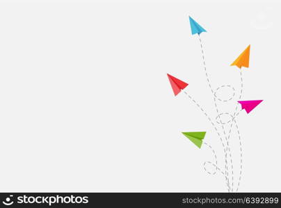 Abstract Background with Paper Airplane Changing Direction Vector Illustration EPS10. Abstract Background with Paper Airplane Changing Direction Vector Illustration