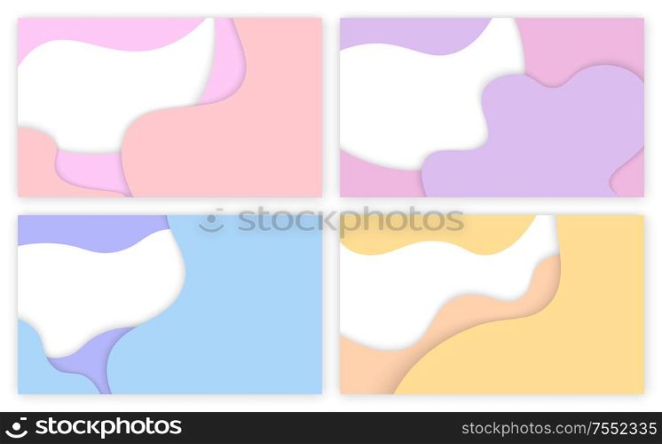 Abstract background with paper cut color patterns. 3D backdrop with purple, yellow waves. Minimalist banner with flat relief, geometric poster vector. 3D Backdrop Purple, Yellow Geometric Poster Vector