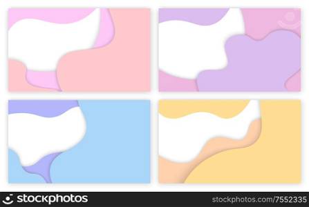Abstract background with paper cut color patterns. 3D backdrop with purple, yellow waves. Minimalist banner with flat relief, geometric poster vector. 3D Backdrop Purple, Yellow Geometric Poster Vector