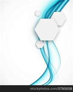 Abstract background with paper hexagons and waves, medical science design