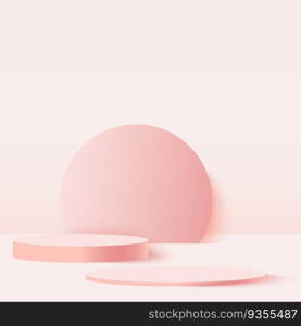 Abstract background with pink geometric 3d podiums. Vector illustration. Abstract background with pink geometric 3d podiums. Vector illustration.