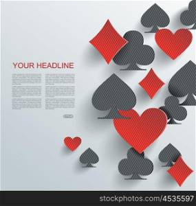 Abstract background with playing cards signs, vector illustration.