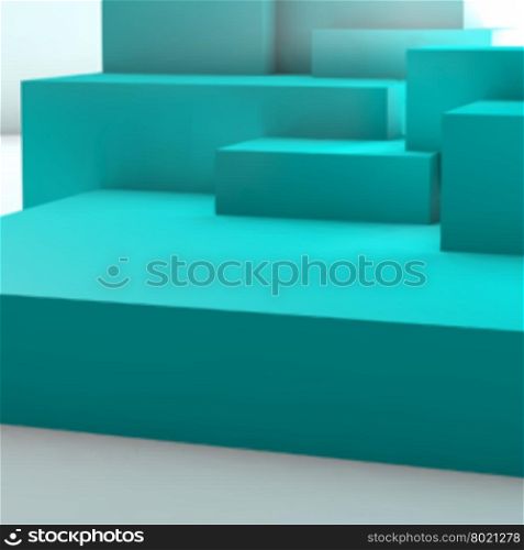 Abstract background with realistic overlapping blue cubes