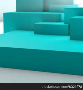 Abstract background with realistic overlapping blue cubes