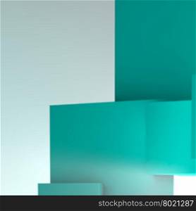Abstract background with realistic overlapping cyan cubes