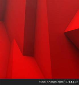 Abstract background with realistic overlapping red cubes