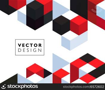 Abstract background with red and black color cubes for design brochure, website, flyer. EPS10. Abstract background with color cubes and grid