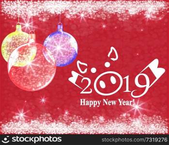 Abstract background with red christmas balls. Vector illustration.
