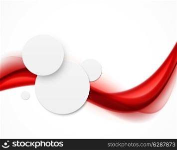 Abstract background with red wave and paper circles