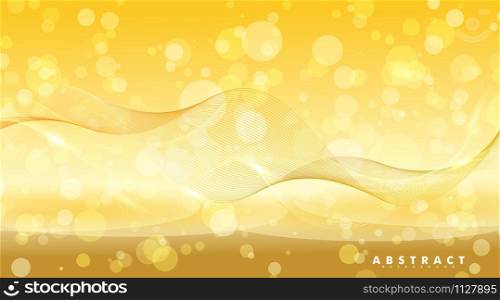 Abstract background with shiny waves and bokeh light. Vector illustration of a bright design