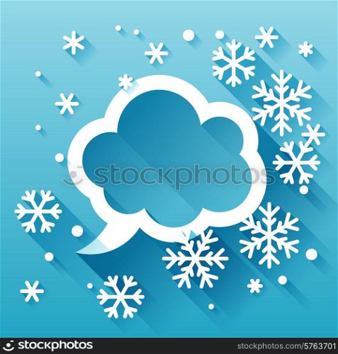 Abstract background with snowflakes in flat design style.