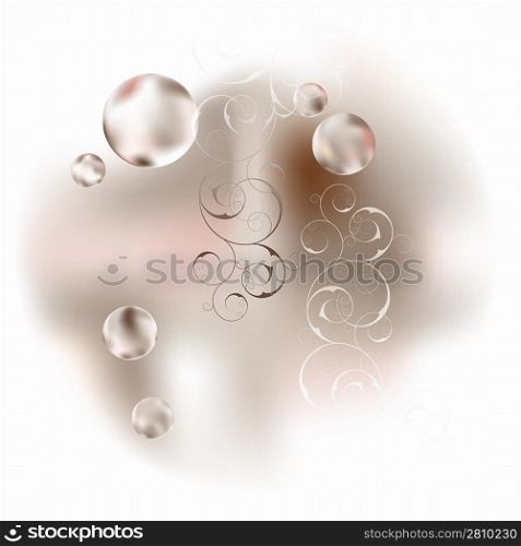 Abstract background with sphere and swirls