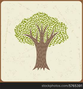 Abstract background with stylized tree in retro style.