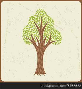 Abstract background with stylized tree in retro style.