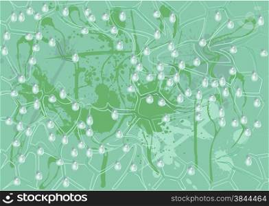 abstract background with water drops in green color