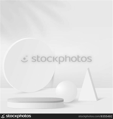 Abstract background with white color geometric 3d podiums. Vector illustration.. Abstract background with white color geometric 3d podiums. Vector illustration
