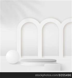 Abstract background with white color geometric 3d podiums. Vector illustration.. Abstract background with white color geometric 3d podiums. Vector illustration