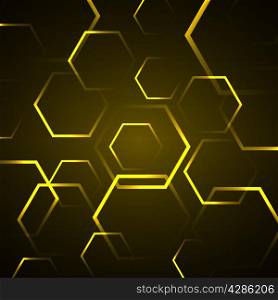 Abstract background with yellow hexagon, stock vector