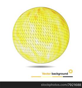 Abstract background with yellow polygonal sphere with space for text. Abstract background with yellow polygonal sphere with space for