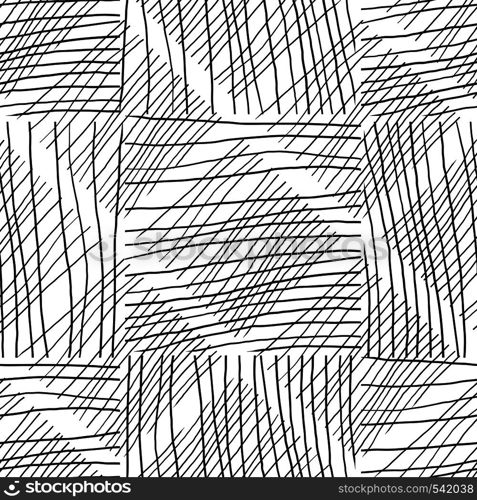 Abstract background withc handmade lines. Black and white seamless pattern hand drawn texture. Design for fabric, textile print, wrapping paper. Abstract background withc handmade lines. Black and white