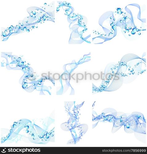 Abstract backgrounds set in water wave style. Vector illustration without transparency EPS 10.