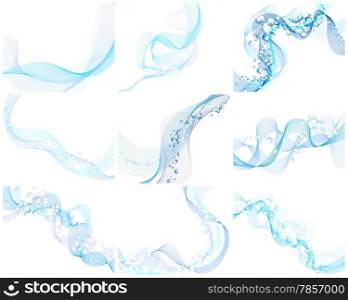 Abstract backgrounds set in water wave style. Vector illustration without transparency EPS 10.