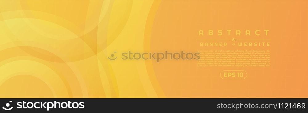 Abstract banner art modern geometric circle shape design yellow color bright with space. vector illustration