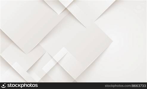 Abstract banner design template white squares geometric pattern paper cut style on clean background. Vector illustration