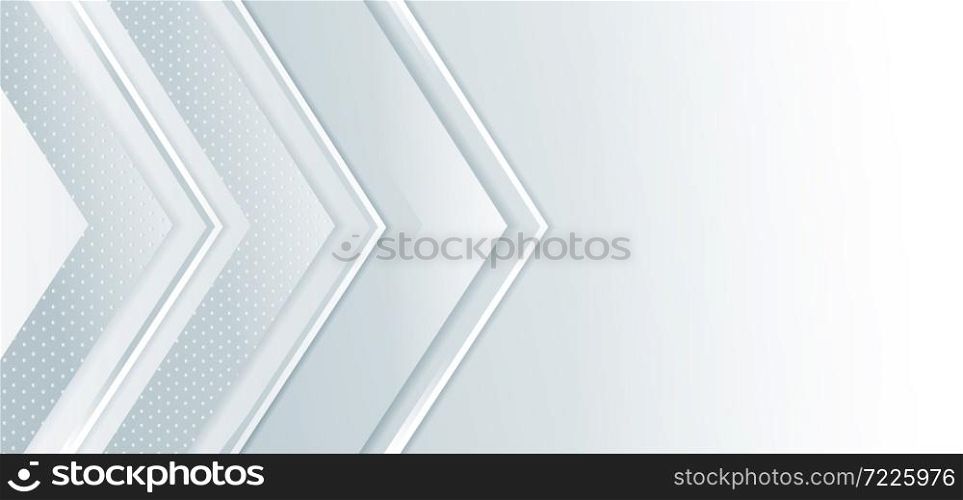 Abstract banner gray and white arrows geometric design. Technology concept. You can use for ad, poster, template, business presentation. Vector illustration