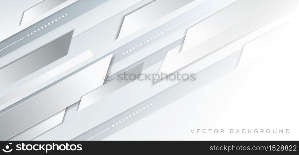 Abstract banner gray and white geometric design. Technology concept. You can use for ad, poster, template, business presentation. Vector illustration