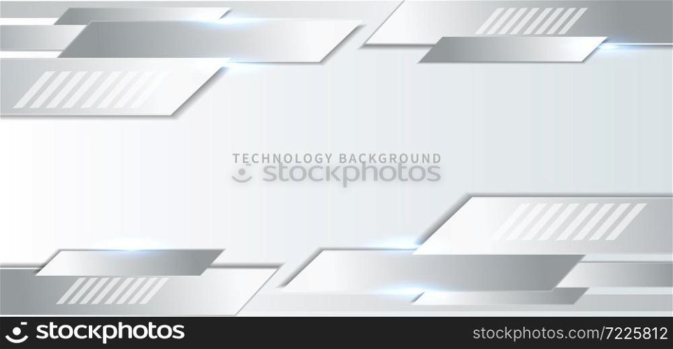 Abstract banner gray and white geometric design. Technology concept. You can use for ad, poster, template, business presentation. Vector illustration