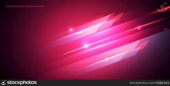 Abstract banner red geometric with lighting red effect background with space for your text. Technology concept. Vector illustration