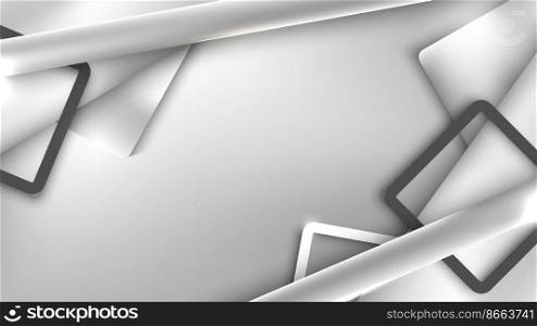 Abstract banner template design white and black geometric overlapping on gray background. Vector illustration