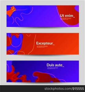 Abstract banner templates with wavy gradient shapes and curvy lines. Wavy background.