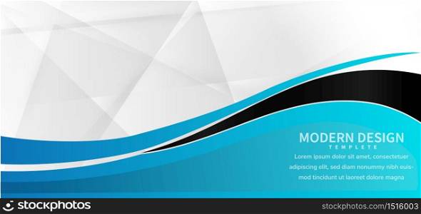 Abstract banner web template blue and black curve with copy space for text on white background. Modern style.Vector illustration