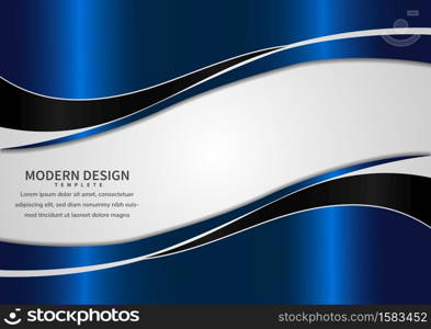 Abstract banner web template blue and black curve with copy space for text on white background. Modern style.Vector illustration