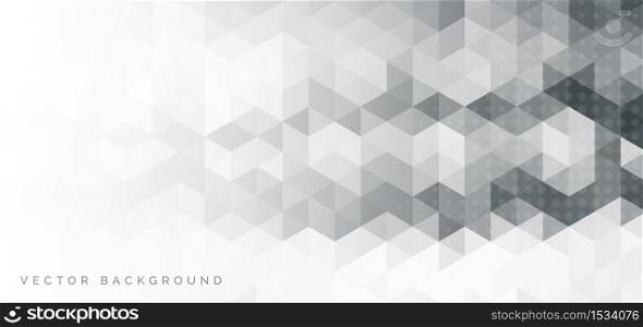 Abstract banner web white and gray geometric hexagon overlapping technology corporate concept background with space for your text. Vector illustration