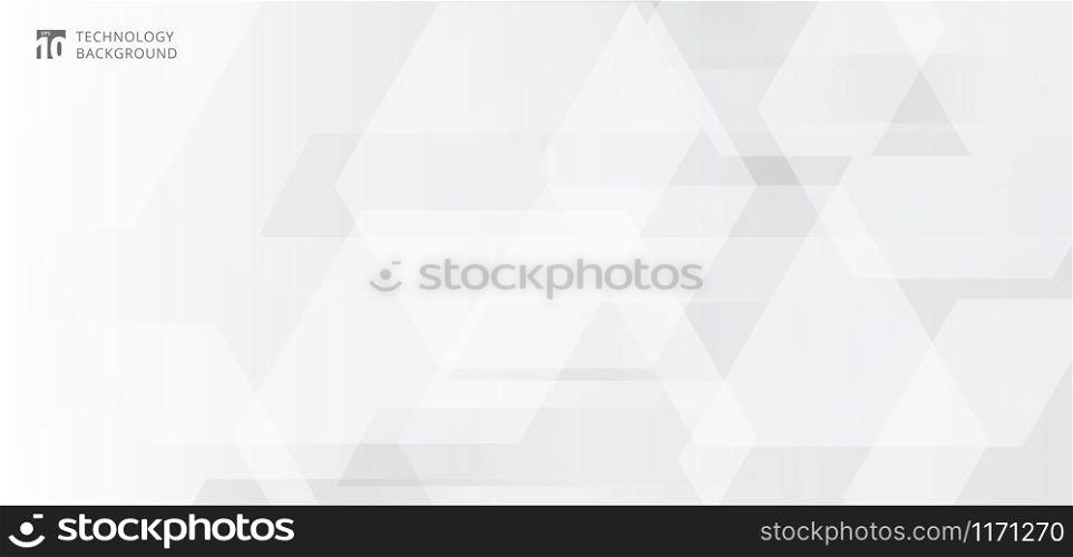 Abstract banner web white and gray geometric hexagon overlapping technology corporate design background. Vector illustration
