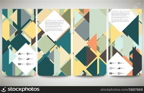 Abstract banners collection, abstract flyer layouts, vector illustration templates. Colored backgrounds with place for text, triangle design vector.