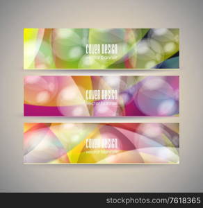 Abstract banners with fractal background of crossing circles.