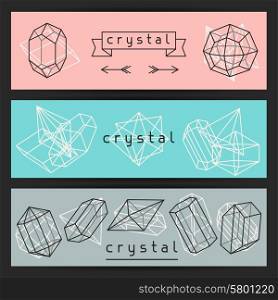 Abstract banners with geometric crystals and minerals. Abstract banners with geometric crystals and minerals.