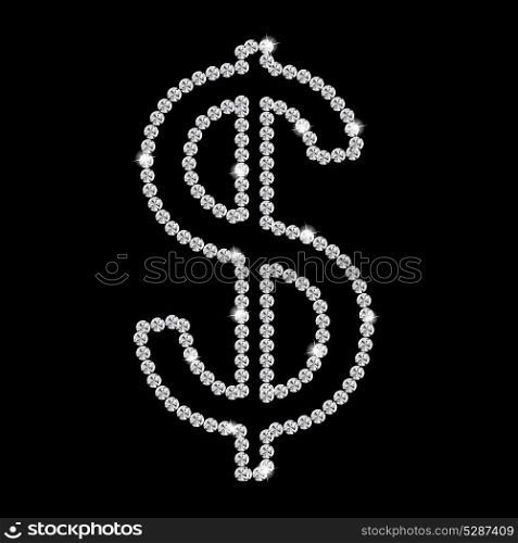 Abstract beautiful black diamond dollar sign vector illustration