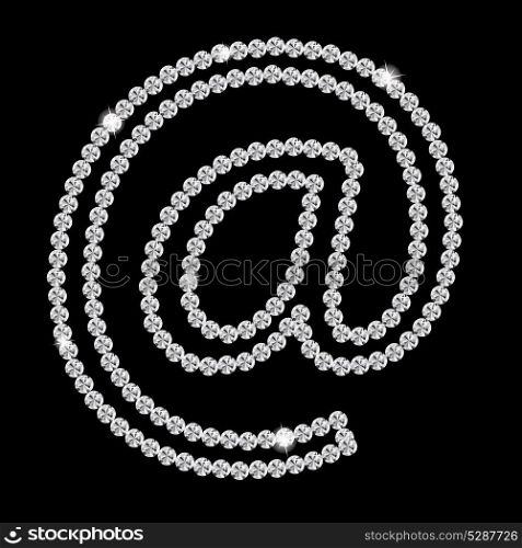 Abstract beautiful black diamond E-mail sign icon vector illustration